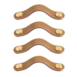 HY HUIJUN Pack of 4 Leather Handles for Furniture, Cabinet Handles, Furniture Handles, Drawer Handles, Modern Furniture Knobs, Cupboards, Copper Buckle Handles for Kitchen Cabinets, Cupboards, Door,