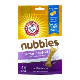 Arm & Hammer for Pets Nubbies Dental Treats for Dogs | Dental Chews Fight Bad Breath, Plaque & Tartar Without Brushing | Peanut Butter Flavor, 20 Count - 4 Pack Dental Dog Chews
