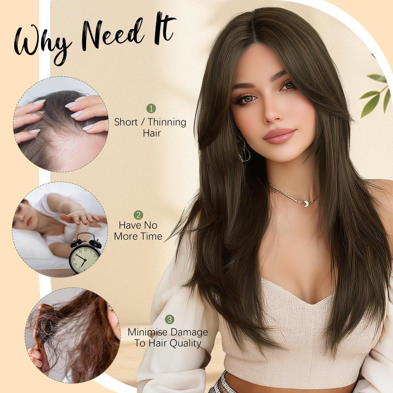 Sofeiyan Wigs for Women,22 Inch Long Straight Wig with Curtain