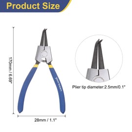 HARFINGTON Snap Ring Plier 7" External Circlip Pliers with 0.1" Bent Jaw Tip for Ring Remove Retaining Pliers, Blue