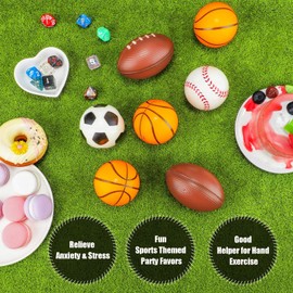 30 Pieces Mini Stress Balls 2.5 Inch Foam Sports Balls for Boys Girls, Includes Basketball, Football, Baseball, Soccer, Tennis, Volleyball Foam Balls for Stress Relief, Party Favor Toys, Ball Games