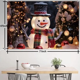 Christmas Snowman Banner Glow Light Snowman Sign Banner Decorations for Xmas Party Winter Holiday Baby Shower Wall Decor Photography Background Supplies