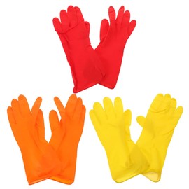 Ipetboom 3 Pairs Latex Cleaning Gloves Kitchen Dishwashing Gloves with Textured Grip for Household Cleaning Food Preparation and Gardening and Practical Household Helper