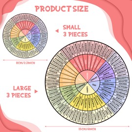 Chinco 6 Pieces Feelings Wheel Vinyl Sticker 6 Inches 3.2 Inches Emotion Decal Office Decor Mental Color School Chart for Car Social Worker Counselor Skateboard Laptop Cabinets Class (Bright Colors)