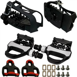 YBEKI 3-in-1 Indoor Cycling Pedals - Look Delta Compatible with Toe Clips & Cleats Included, Dual Sealed Bearings for Peloton, Schwinn, Sunny Spin Bike - 9/16"