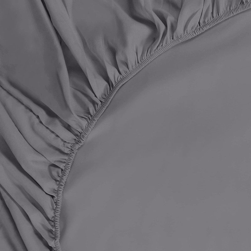 Utopia Bedding Fitted Sheet Single (2 Pack), Grey - Deep