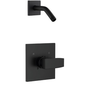 Replacement for Delta 13/14 Series Shower Handle Trim Kit with Shower Arm and Flange, Compatible with Delta R10000 Valve, Matte Black (Cartridge and Valve Not Included)