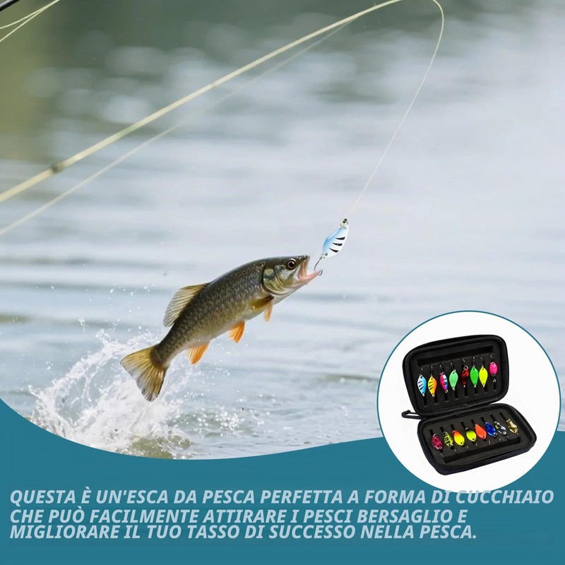 Zyiphor Set da 16 Cucchiaini Pesca per Trota, Esche Artificiali