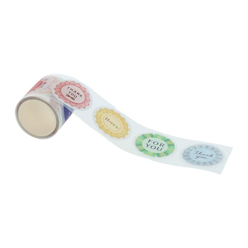 Sun-Star Stationery S8815690 Sticker, Roll Type, Round, Rosette and Message