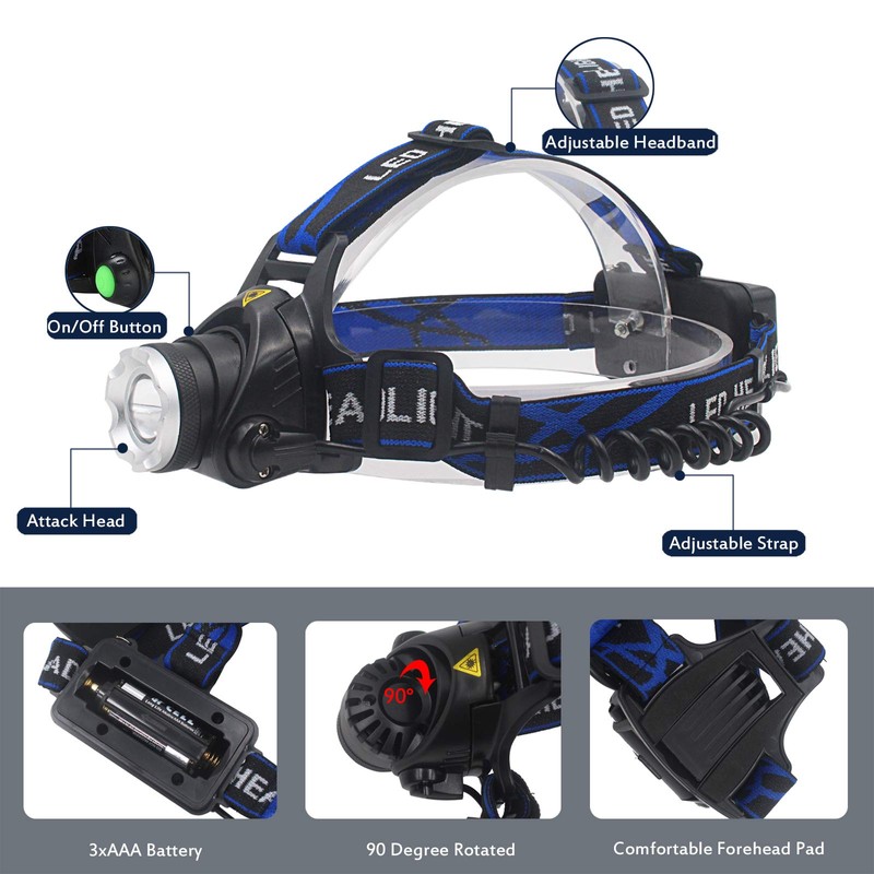 TotaLohan 4 in 1 Multicolor Headlamp 800 Lumen Zoomable One