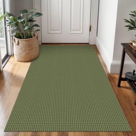 Ivissy Braided Area Rug 3x5 Ft Washable Rugs for Entryway Non Slip Throw Rugs Boho Door Mat Indoor Entrance Cotton Kitchen Mats Woven Front Door Carpet for Foyer Living Room, Green