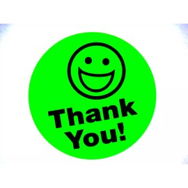 Layerco Labels 250 BIG THANK YOU SMILEY LABEL STICKERS green.........