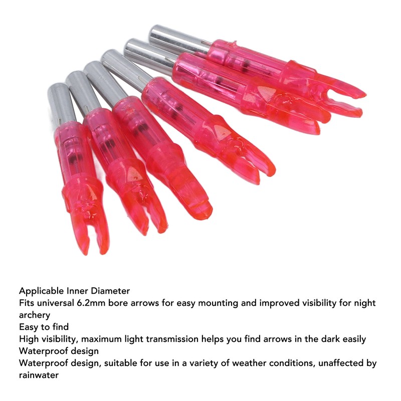 6Pcs Lighted Arrow Nocks High Visibility High Light Transmittance Waterproof