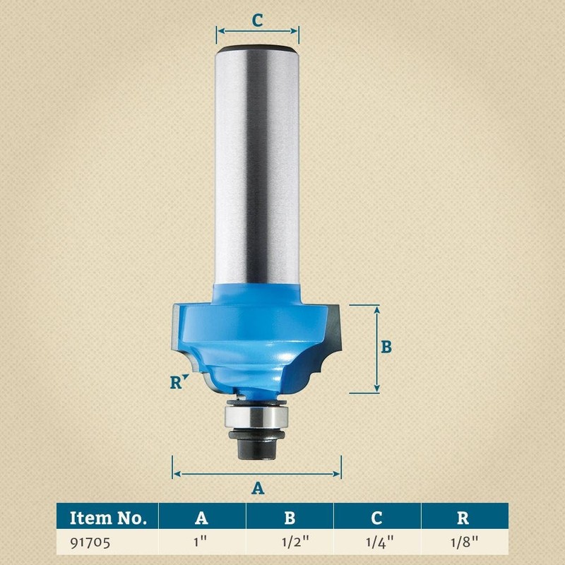 Rockler-Classic Roman Ogee Bit 1/8" Radius X 1/2" High