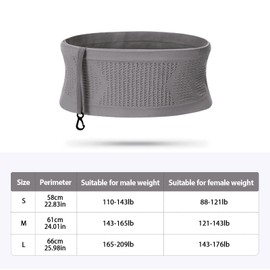 Viilich Belt Bag, Multifunctional, Breathable, Universal Concealed Knitted Waist Bag, Running Waist Bag with Large Capacity, Suitable for Running, Cycling, Jogging, gray