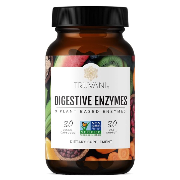 Truvani Digestive Enzymes | 9 Enzyme Blend | Digestive Support | Reduce Bloating | Increased Nutrient Absorption | Non-GMO Capsules| 30 Day Supply