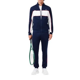 Lacoste Men's SPORT Print Branding Zipped Sport Sweatshirt, Navy Blue/White/Grenadine Red, X-Large
