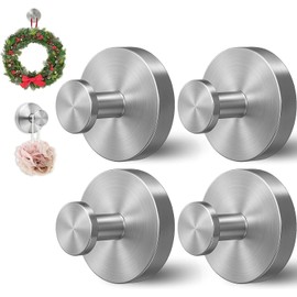4PCS Ganchos para Pared con Ventosa, Ganchos para Pared Acero inoxidable SUS304, Gancho Ventosa para Toallas Ropa sin Taladro, Gancho para Baño Cocina Sala de Estar (Plata)