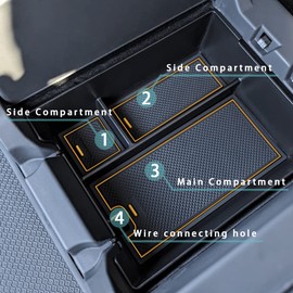 BestEvMod Center Console Organizer Tray Compatible with Rivian R1T R1S 2022 2023 2024 2025 2026 Accessories Center Console Storage Box ABS Material with PVC Trim (W/O Coin, Yellow)