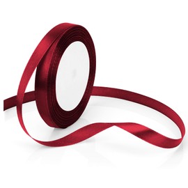 Wine Red Ribbon for Gift Wrapping Christmas Ribbon Burgundy Satin Ribbon for Flower Bouquet Dark Red Ribbon 3/8" X 25 Yards Thin Wine Ruby Silk Ribbon Fabric Ribbons for Crafts, Hair, Wedding, Sewing