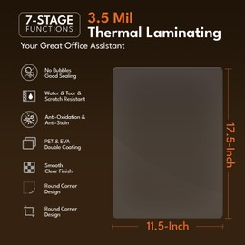 Uinkit 3.5Mil 100Pack Clear Laminating Sheets, 11.5 x 17.5-Inch Laminate Pouches, Fits 11 x 17-Inch Laminator Paper, Protector for Photo Sticker Papers, Use in Office School Supplies, Rounded Corner