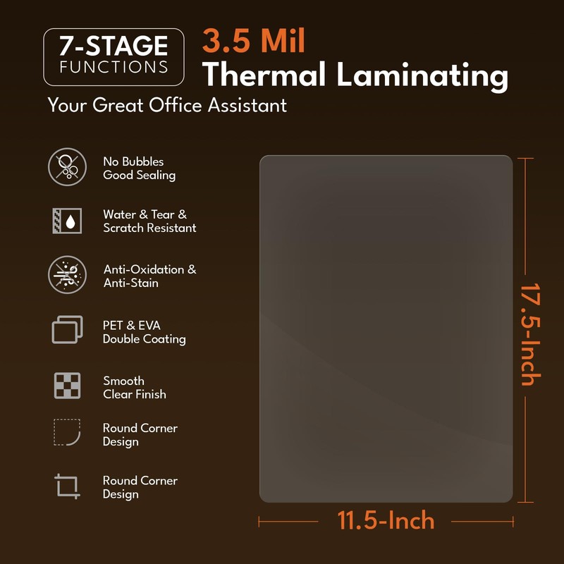 Uinkit 3.5Mil 100Pack Clear Laminating Sheets, 11.5 x 17.5-Inch Laminate