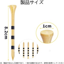 Mirhua Golf Tee, 3.2 inches (82 mm), Competition, Height Adjustable, Long Tee, Wood Tee, with Graduation, Golf Equipment, Competition Accessories, Bamboo