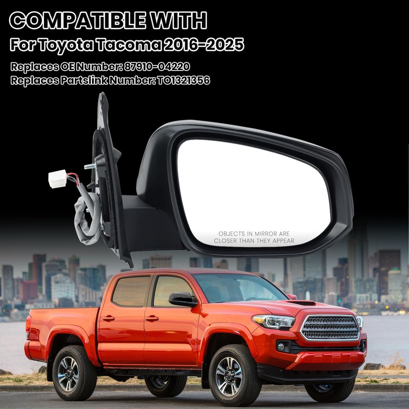 Clidr Passenger Side Mirror Compatible with Toyota Tacoma 2016-2025 Heated