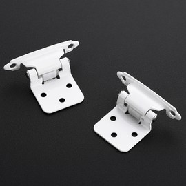 8 Pack 4 Pair White Cabinet Hinges - 1/2 inch Overlay Kitchen Cabinet Hinges, Semi-Concealed Hinges, Self Closing Cabinet Door Hinges with Door Bumper, White Face Mount Cabinet Hardware
