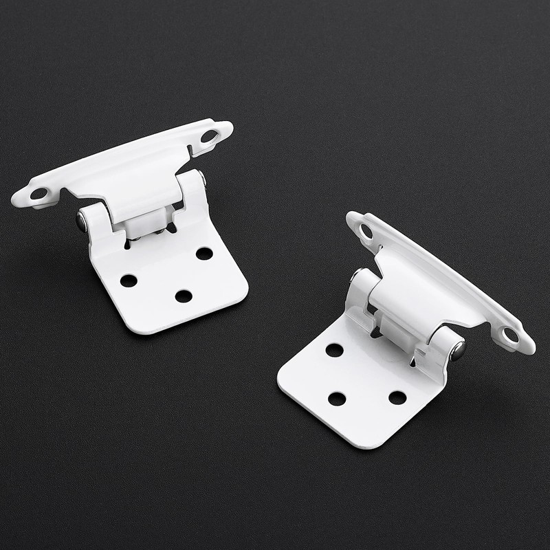 8 Pack 4 Pair White Cabinet Hinges - 1/2 inch