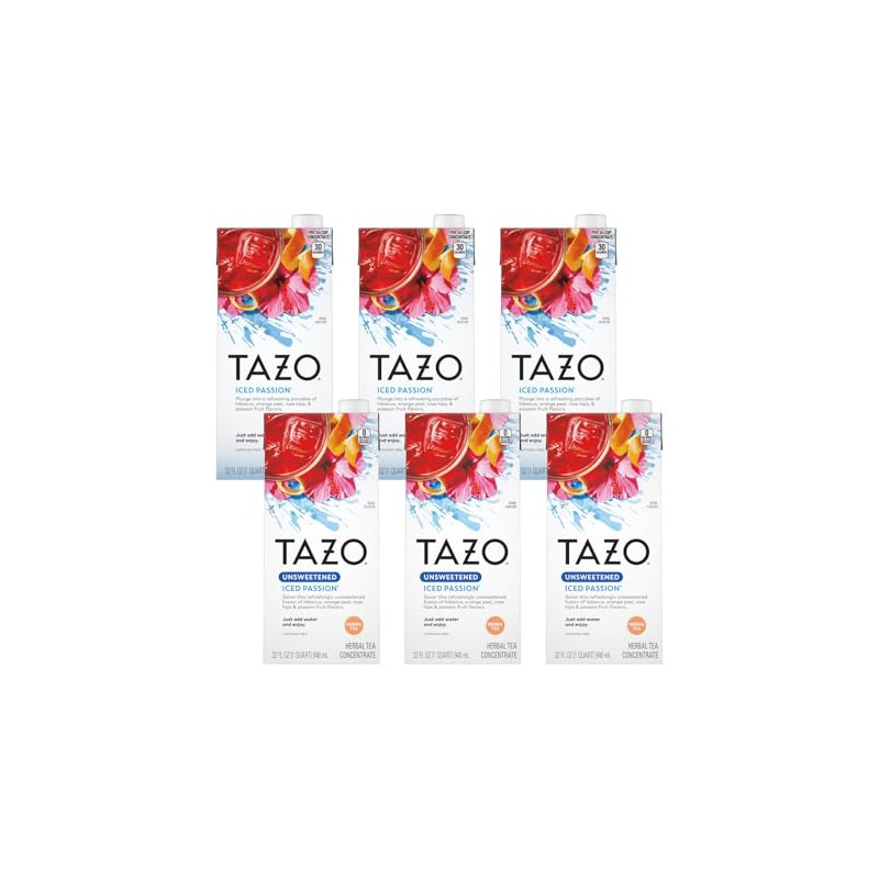 TAZO Tea Concentrate, (Iced Passion Herbal Tea, Unsweetened Iced Passion)