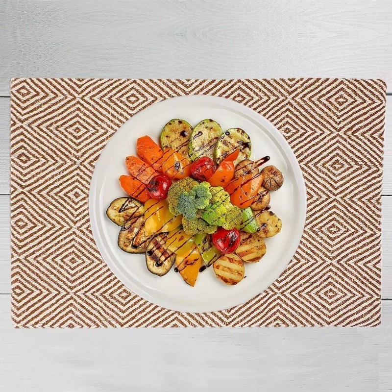 Heavenera Set 4 Manteles Individuales Platos Mesa Tejido Tela 48x33cm