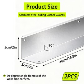 Pre-drilled Stainless Steel Wall Corner Guards 2x2x15.8 inch, Pack of 2 L Metal Wall Corner Protectors 304 Steel Corner Trim with 90° Angle Weed Whacking Protection for Outside Exterior Wall Repair