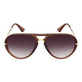 EDGEIWEAR Designer Inspired Fashion Aviator Sunglasses for Men Women Flat Gradient Lens UV Protection 53114-FLAP-3(CL.BRN.ap)