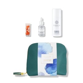 OSKIA Bright & Beautiful Skincare Set – Award-Winning Cleansing & Exfoliating Essentials for Radiant Skin – Includes Renaissance Cleansing Gel, Liquid Mask, Super C Capsules & Vegan Leather Wash Bag