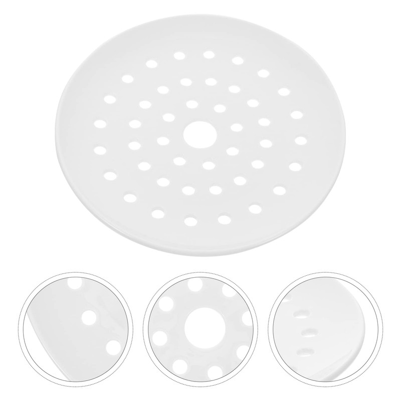 YARDWE Ceramic Steamer Plate Vegetable Steamer Dish Dumpling Plates Tray