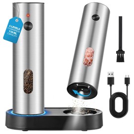 Electric Salt and Pepper Grinder Set with Adjustable Coarseness