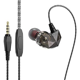 prendre QKZ-AK2-BK Earphones, Wired Earphones, 0.1 inches (3.5 mm), In-Ear Hooks, Built-in Microphone, Remote Control, Calls, Music, Smartphones, Tablets, Smartphones, Android (Black)