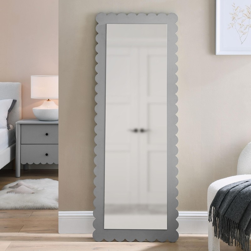 Modway Emmeline Scalloped Full-Length Mirror in Light Gray