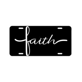 Faith Aluminum Novelty Decorative Plate 6x12 Inches – Inspirational Black & White Sign, Rust-Proof, Weatherproof, Pre-Drilled – for Decoration Only (Not a License Plate)