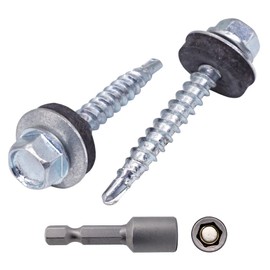 Pack of 30 Self Tapping Zinc Plated Steel Screws DIN 7504-K 4.8mm x 35mm with EPDM Washers Hex Washer Head Self Tapping Screws