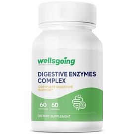 Digestive Enzymes Complex – Multi-Enzyme Formula for Digestive Support, Bloating Relief & Nutrient Absorption – Protease, Amylase, Lipase & Lactase – 60 Capsules