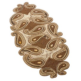 SARO LIFESTYLE 5806.GL1635 Beaded Paisley Design Table Runner, Gold, 16" x 35"