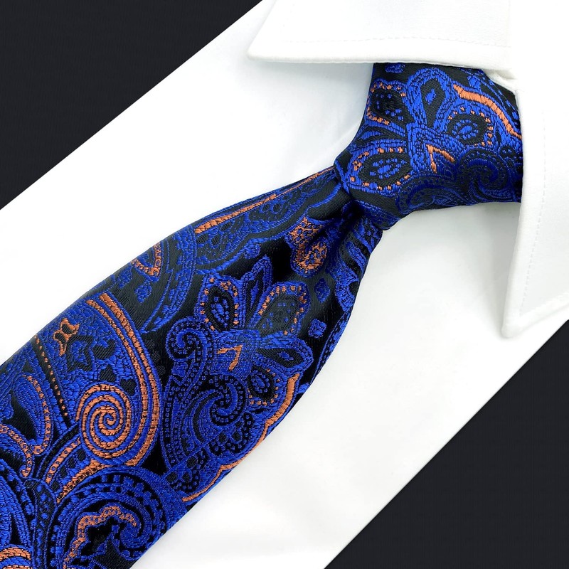 S&W SHLAX&WING Neckties for Men Orange Blue Neck Tie Set