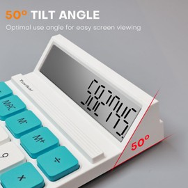 12-Digit LCD Calculator for School Office - Portable Handheld Basic Calculator with Ergonomic Design, Cartoon Solar/Battery Power, Compact Size for Students, Teachers