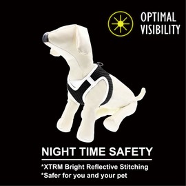 KRUZ PET KZA308-14XS Reflective V-Neck Step in Mesh Dog Harness - No Pull, Quick Fit, Comfortable, Velcro-Adjustable Pet Harnesses for Walking & Training - Small, Medium Dogs - Red, X-Small