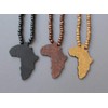 Brown wooden africa pendant necklace beads chain african map continent