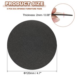 PATIKIL 4.7 Inch Diameter Lamp Base Felt 5Pack 2mm Thick Foam Adhesive Non-Slip EVA Protection Pad Mat for Lamp Furniture DIY Craft, Black