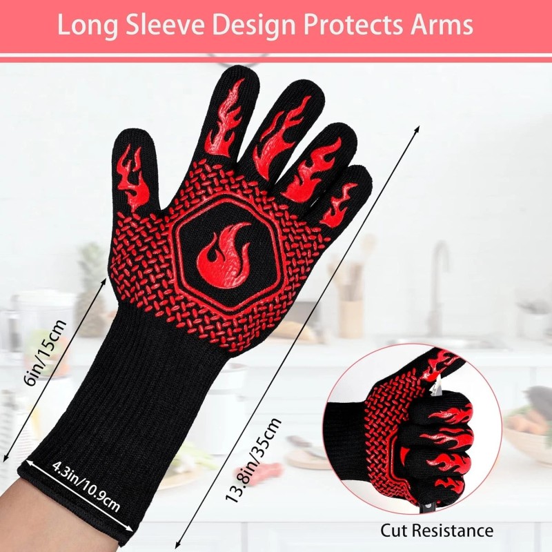 Versatile 1472°F Heat Resistant Gloves - Essential for BBQ, Cooking