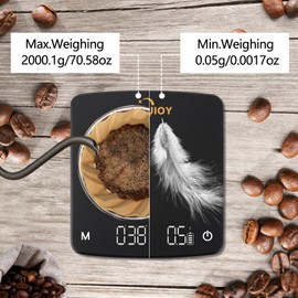 Gywjioy Coffee Scale with Timer, 2kg/0.1g, High Precision Espresso and Pouring Coffee, High Precision Small Multifunctional Digital Kitchen Food Scale